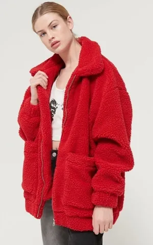 I. Am. Gia Pixie Oversized Teddy Coat Red size Medium Revolve $110 thumbnail 1