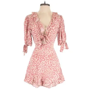 Petal & Pup Pink Quay Leopard Romper Tie Front Cutout Size 6 Boho Fairy Coquette thumbnail 3
