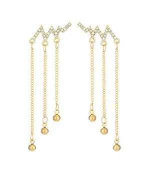 Women's Long Metal Chain Tassel Dangle Drop Earrings Gold thumbnail 5