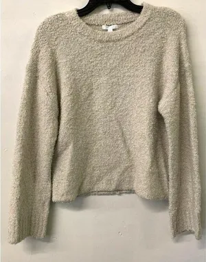 Abound Womens Beige Fuzzy Crewneck Long Sleeve Pullover Sweater thumbnail 1