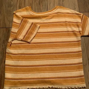 American Eagle Top Striped Shirt Yellow Women’s Medium thumbnail 3
