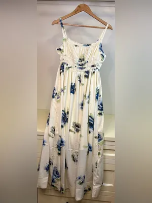 NWT - Rosie Posie Floral Maxi Dress with Blue Roses- sz Med thumbnail 2