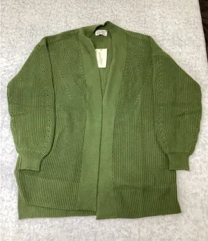 Universal Thread Green Cotton‎ Shaker-Stitch-Open Front Cardigan Sweater Small, thumbnail 1