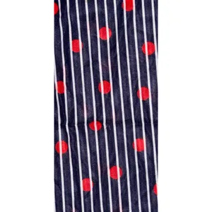 Vintage Navy Striped Polka Dot Dress Bow Neck Midi Dress Retro Sleeveless Red ML thumbnail 5