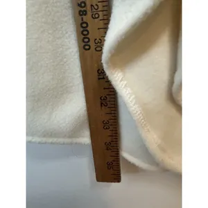 Le Moda Ivory Fleece Faux Fur Trim Zip Cape Poncho Pom Poms Pockets One Size NWT thumbnail 9