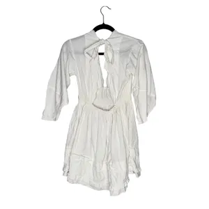 Free People Mini Dress Women XS White Good Smocked Open Back Cotton thumbnail 4