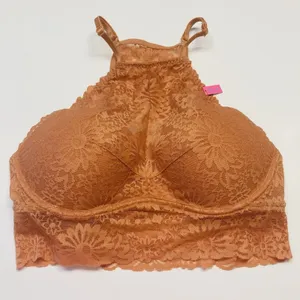 Victoria's Secret PINK Lace Bralette Women Small Orange Push Up‎ High Neck Boho thumbnail 5
