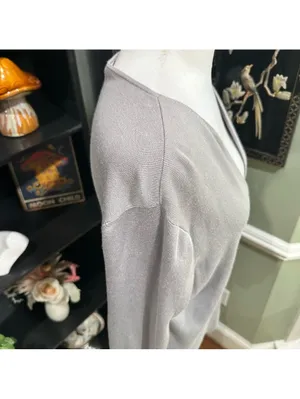 Talbots Light Gray Cotton Rayon Button Cardigan Sweater Size M thumbnail 7