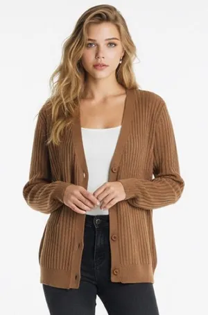 Wilfred Aritzia Button Down 55% Wool Tan Cardigan Sweater Sz 2XL thumbnail 1