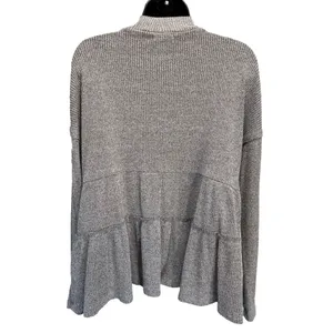 Maurices Brown Ribbed Knit Sweater 1/2 Collar Tiered Ruffle Long Sleeve‎ Size L thumbnail 4