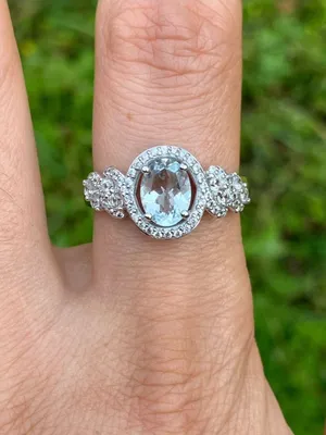 Genuine Aquamarine Sterling Silver Ring Size 9 Blue thumbnail 1