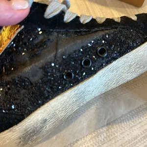 Golden Goose Mid Star Black Glitter and Silver Star Sneakers - Size 37 thumbnail 9