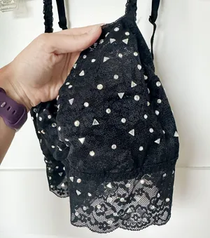 VS PInK black lace rhinestone Bralette thumbnail 2