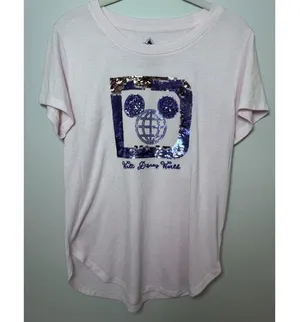 Walt Disney World Parks Pink Purple Sequin Mickey Mouse Short Sleeve Shirt Sz Sm thumbnail 10