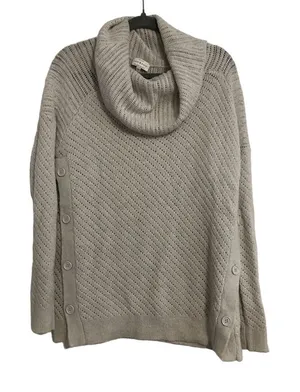 Lucky Brand‎ Cowl Neck Knit Sweater Button Sides Women's Size Medium thumbnail 1