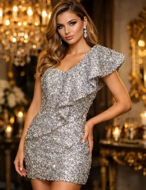 JIJIL‎ Sequin Dress Size Small Silver thumbnail 1