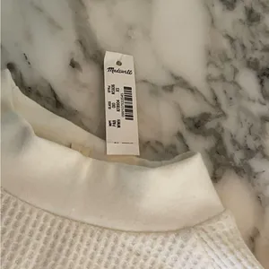 NWT Madewell Mockneck Waffle Sweatshirt Tee XS Ivory Sold Out! Light Stain thumbnail 8