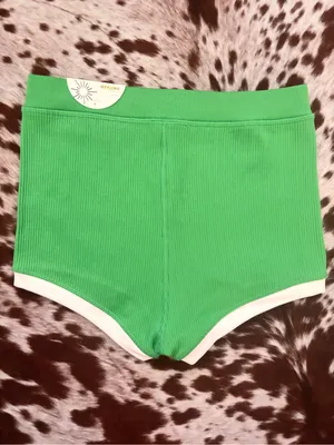 Aerie offline Green Ribbed Women's Shorts with White Trim NWT‎ thumbnail 2