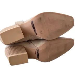 Open Edit Beige Suede Leather Harness Western Ankle Boots Size 6M thumbnail 6