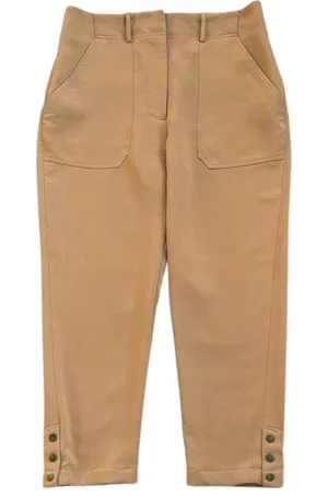 Veronica Beard Cropped Snap Ankle Pants Tan Size 8 thumbnail 1