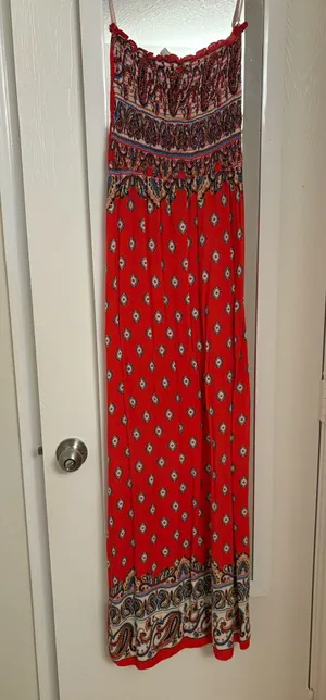 Strapless maxi dress Red thumbnail 1