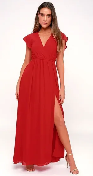 Lulu’s nwt Lost in the Moment Red Maxi Dress size small thumbnail 1