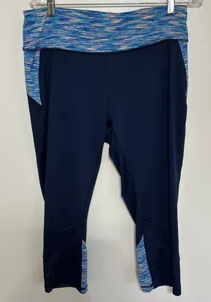 Tek Gear DryTek XL Capri Leggings Mesh Panel Blue thumbnail 1