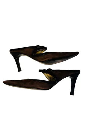 Nine West Brown Suede Slings with Buckle Detail thumbnail 5