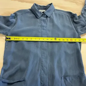 COS 100% Lyocell Lightweight Minimalist Button Down Tunic‎ Shirt Dusty Blue Sz 2 thumbnail 10