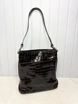 Brighton‎ Vintage Shoulder Bag Brown Leather Croc-Embossed Purse thumbnail 5