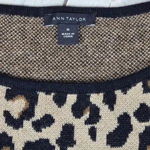 Ann‎ Taylor Leopard Print Wool Blend Knit Sheath Dress Tan Black Medium 485427 thumbnail 3