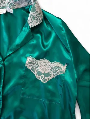 Victoria's Secret Gold Label Vintage Green Pajama Top thumbnail 2