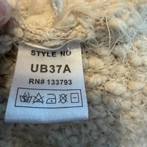 POL Boucle Eyelash Cardigan Sweater Beige Size M Boho Open‎ Front Asymmetric thumbnail 6