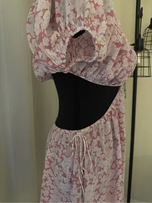 NWT Sabo Skirt Eilish Peony Floral Cut Out Mini Dress Pink Puff Sleeve S thumbnail 6