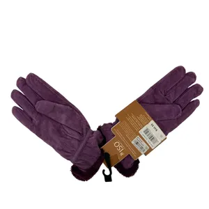 Isotoner Gloves‎ Blackberry Purple Women L Genuine Leather Faux Fur Trim New thumbnail 5