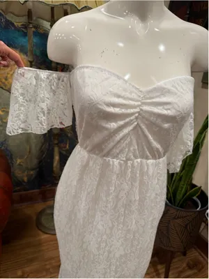 White Lace Mermaid Wedding Dress Off Shoulder Prom Bridal Gown Minimalist Size M thumbnail 6