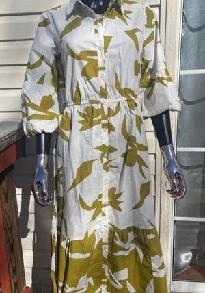 NWT Naoo‎ ivory and mustard dress size xl thumbnail 1