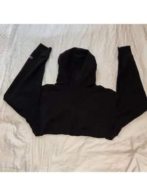 Champion Hoodie Black Cropped New York City Fuhgeddaboudit Size L thumbnail 5