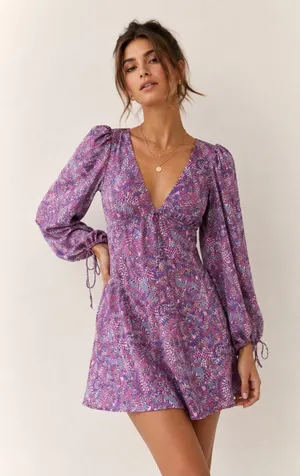 FOR LOVE & LEMONS nwt Tonya mini long sleeve open back dress xs/s fit thumbnail 1