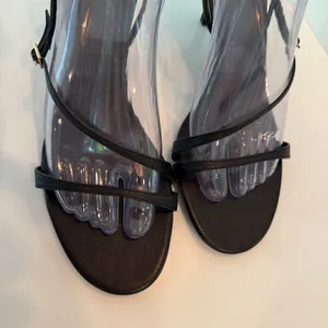 Zara Slingback Strappy Heels Sz 40 / 9 Black Shoes Stilettos thumbnail 3