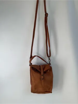 Coldwater Creek Just Right crossbody bag soft calfskin caramel tone leather boho thumbnail 5
