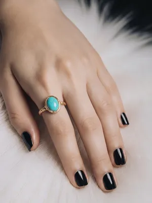 Women’s Stainless Steel Gold Tone Faux Turquoise Adjustable Ring Size 6-9 thumbnail 2