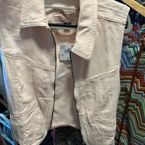 American Eagle Women's Denim Pink Jean Vest Biker Trucker Sz XL. Pre-Owned thumbnail 2