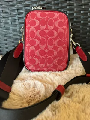 NWT Coach CAJ44 Men's Stanton Crossbody Bag In Signature Denim/Ruby Red thumbnail 1