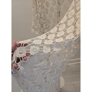 Rebellion Again Crochet Fringe Kimono Duster Cardigan Cream Ivory Women Size S thumbnail 4