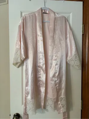 Christian Dior Pink Satin Lace Robe thumbnail 3