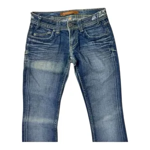 Yanuk Women Flare Jeans Size 25 Blue Denim Low-Rise Waist Cotton Bootcut Boho thumbnail 2