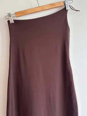 Babaton Contour Brown One Shoulder Midi Dress Size Small Bodycon Stretchy thumbnail 12