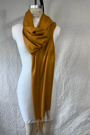 Scarf Extra Large Shawl Cashmere Wrap Scarves Soft Pashmina Dark Brown Gold thumbnail 7