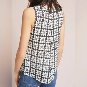 Maeve by Anthropologie Coralie Wrap Top black and white size 6 thumbnail 3